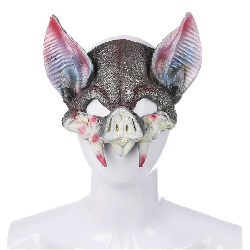 Vampire Bat Маска животного для хеллоуина Тигр Волк кролик лиса косплей аксессуары реквизит костюм для вечеринки мяч панда дракон свинья ведьма Половина лица маска - Цвет: Vampire Bat