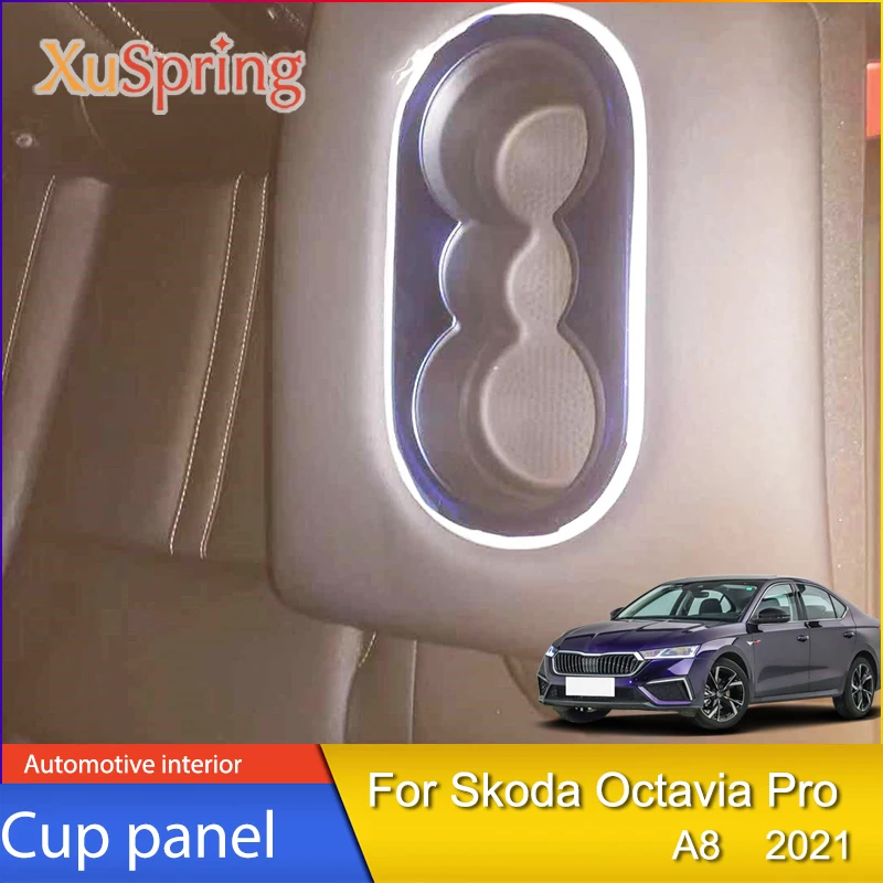 

Car Rear Seat Cup Holder Trim Cover Stickers Bezel Frame Ring Strips Matte Brushed Garnish For Skoda Octavia Pro A8 2021