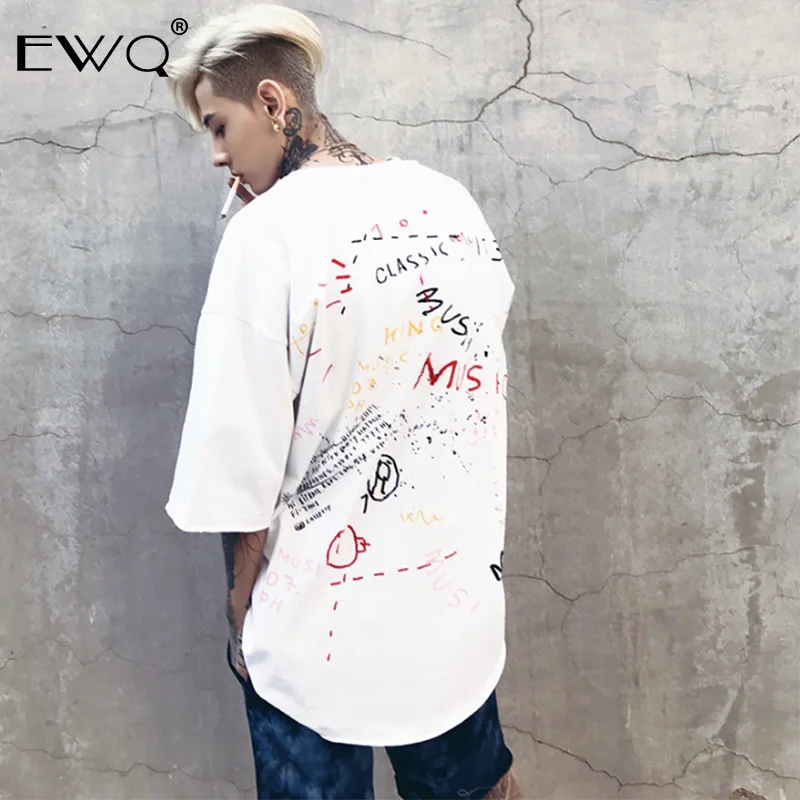 EWQ/ летняя модная новая футболка для Для мужчин и Для женщин Цвет платьев с принтом короткий рукав Футболка для мальчиков, шорты и просторная белая футболка с коротким рукавом Футболка 9Y389