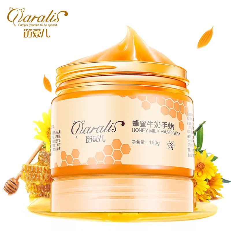 161150-562f12.jpg 150g Milk Honey Paraffin Wax Hand Mask Hand Care Moisturizing Whitening Skin Care Exfoliating Calluses Hand