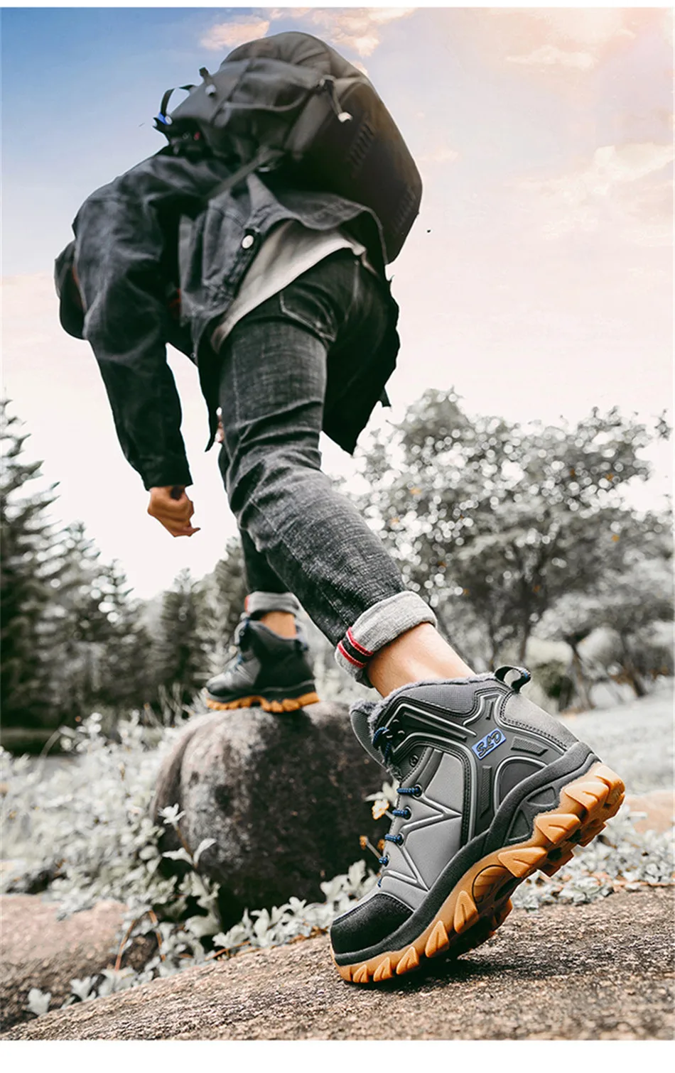 QGK/ зимние мужские ботинки на меху, теплые кожаные зимние ботинки, Мужская Зимняя Повседневная рабочая обувь, кроссовки, высокие резиновые ботильоны