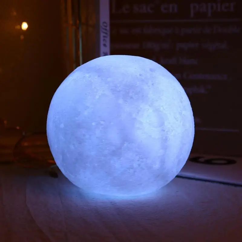 Светодиодный светильник с 3D принтом «Луна», сенсорный выключатель, силиконовая лампа «Луна», белый светодиодный светильник, украшение для дома, спальни, детский подарок, украшение для дома