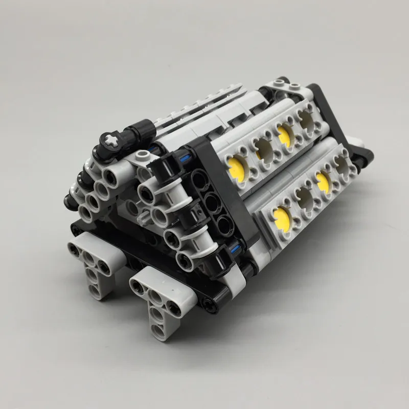 W16 Gray MOC W16-Engine пьезы теcnicas bloques de concutción juguetes cilindro de motor W16/12 V8 conjunto mecanico a granel juguetes - Цвет: W16 Gray