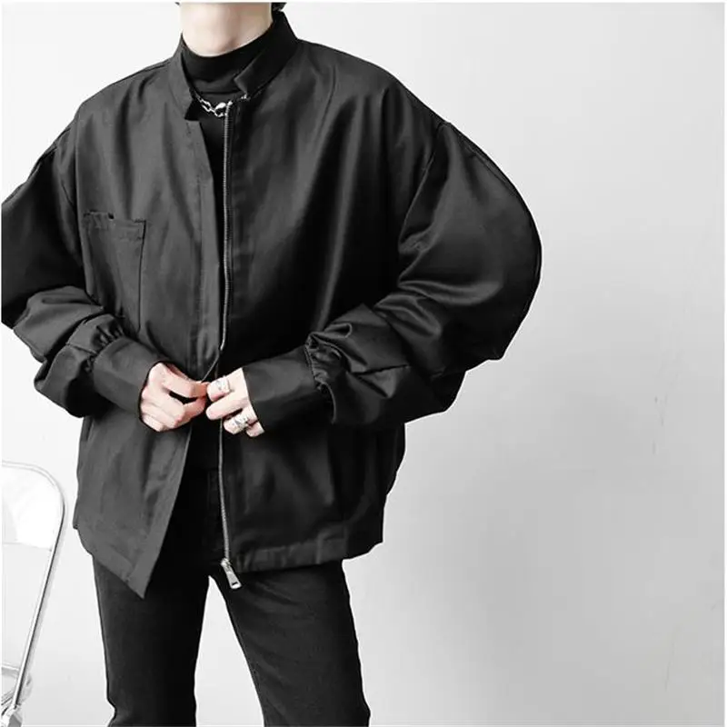 mens parka Men's Stand Collar Jacket Casual Coat Autumn Korean Minority Neutral Loose Deconstruction Top Hairstylist Youth mountain hardwear jacket