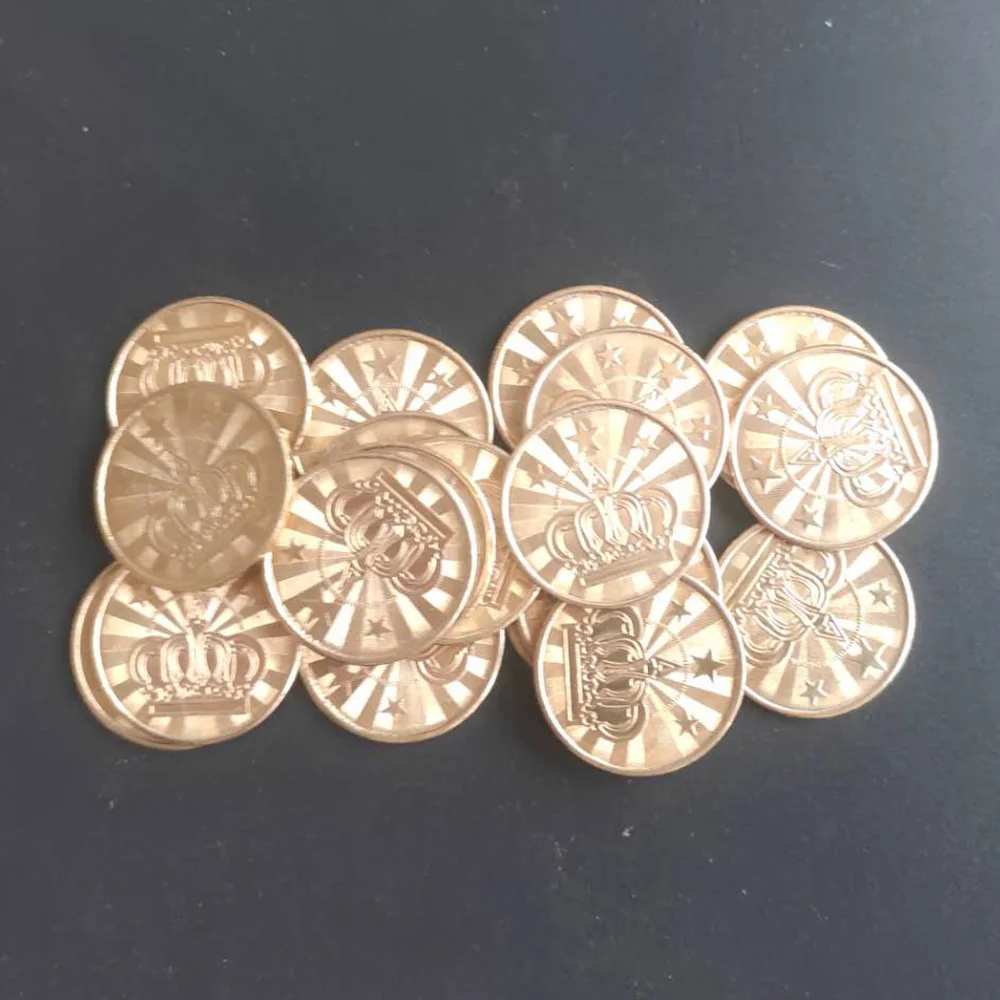 10pcs 25*1.85mm Brass Token Coin Arcade Game Machine Pentagram Crown Token  Coins