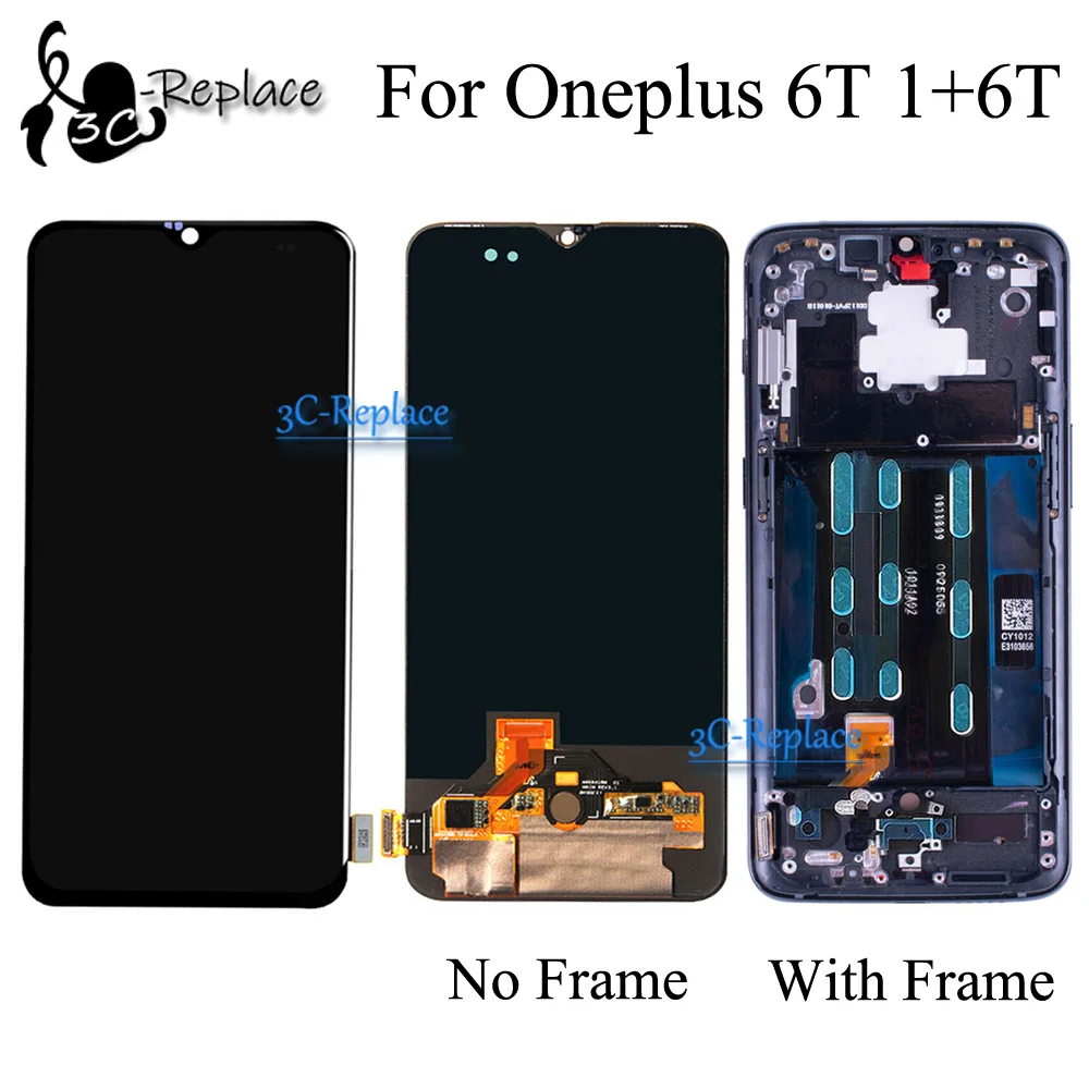 Черный 6,4 дюймов для OnePlus 6T 1+ 6t A6010 A6013 ЖК-дисплей с сенсорным экраном дигитайзер сборка Замена с рамкой