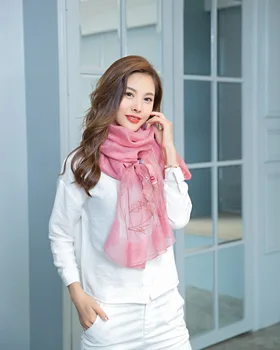 

Peach Blossom Printing Long Chiffon Soft Wrap Scarf Ladies Shawl Scarves Abrigos Black