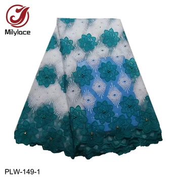 

African Milk Silk Lace Fabric High Quality Lace Nigerian Lace Fabric with Stones Embroidery Beaded for Women Dress PLW-149