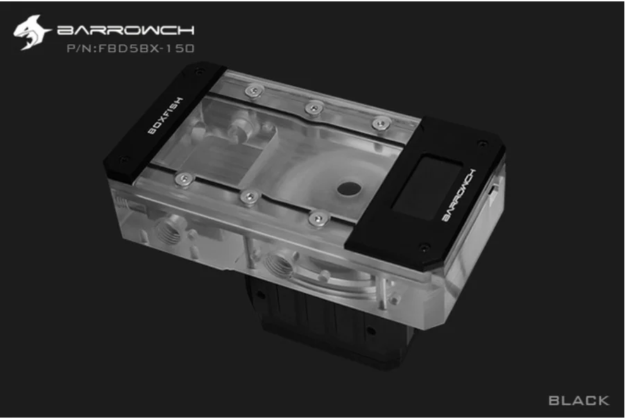 Barrowch FBD5BX, цифровой дисплей PWM 18 Вт насос с бачком комбинаций, коробка рыбы D5 серии, интегрированный насос+ резервуар - Цвет лезвия: Black