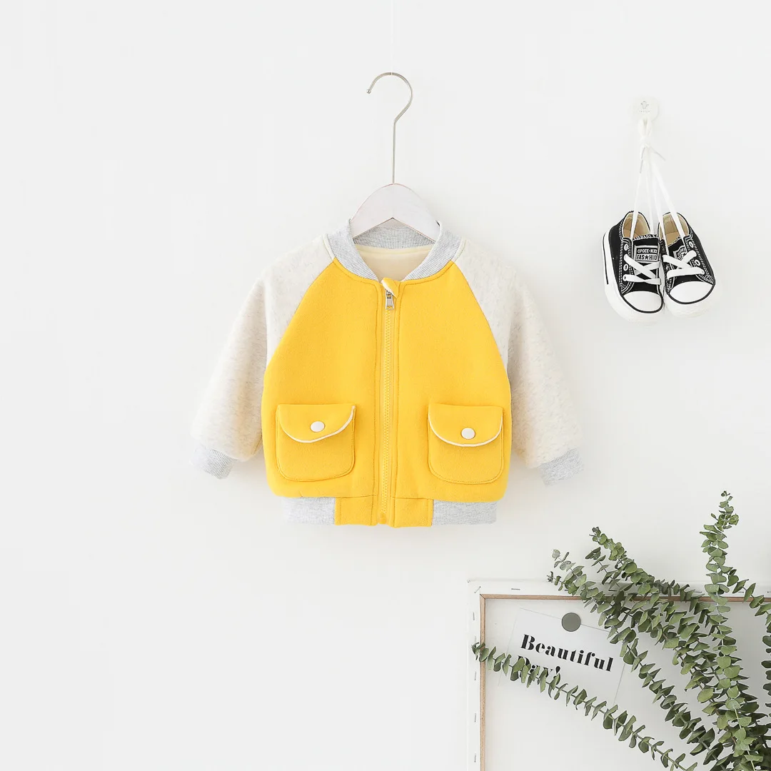 Kids Clothes Boys Jackets Children Baseball Zipper Cartoon Baby Fashion Print Coat Infant Plus Velvet For Children Girls