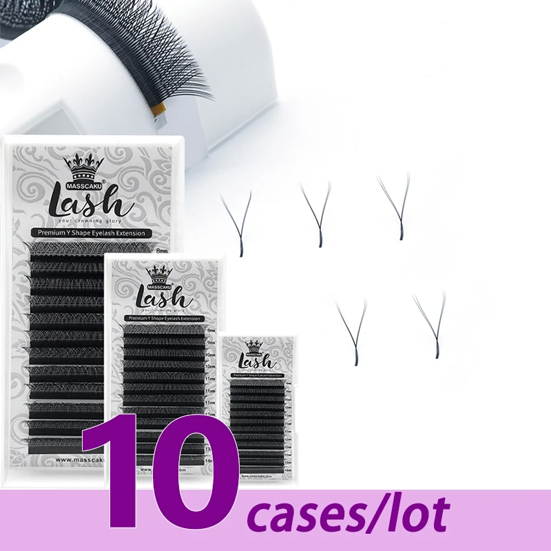 10Cases/Lot Customize private label Y shape lashes your own brand matte individual eyelash extension volume lash extension
