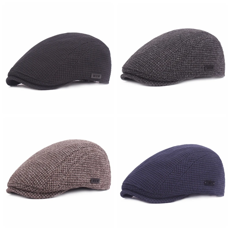 1 шт., мужская шапка унисекс, шоры, вперед, толстая, теплая, берет, шапка газетчик, плоская шапка, елочка, твид, шерсть, Бейкер, Ретро стиль, регулируемая, HYZ1012