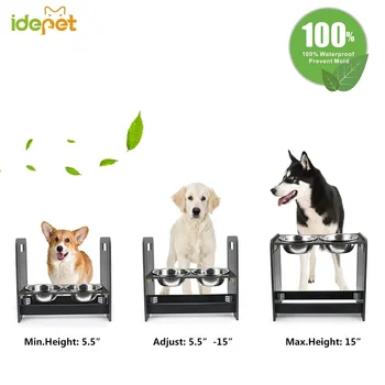 

Adjustable Double Dog Bowls for Pet Stainless Steel Food Water Bowl for small to large dogs Cat Feeding Dishes Dogs Drink Bowl