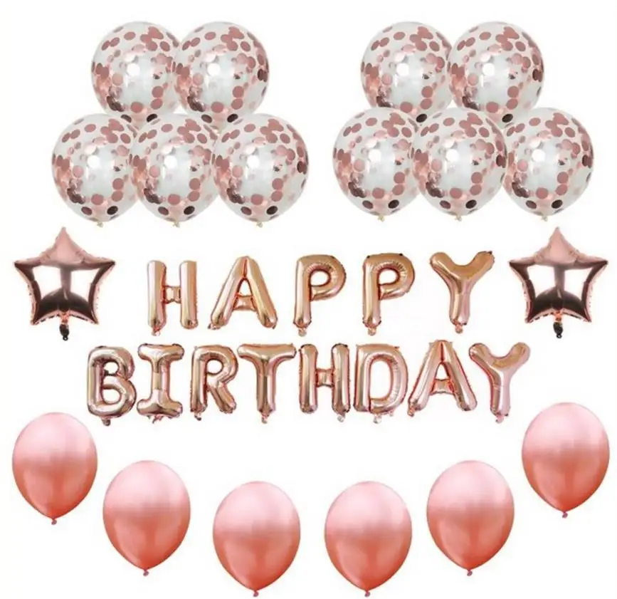 Rose Gold Aluminum Film Balloon Set Birthday Balloon Party Accessories Party Suit Aluminum Film Balloon Printing Party