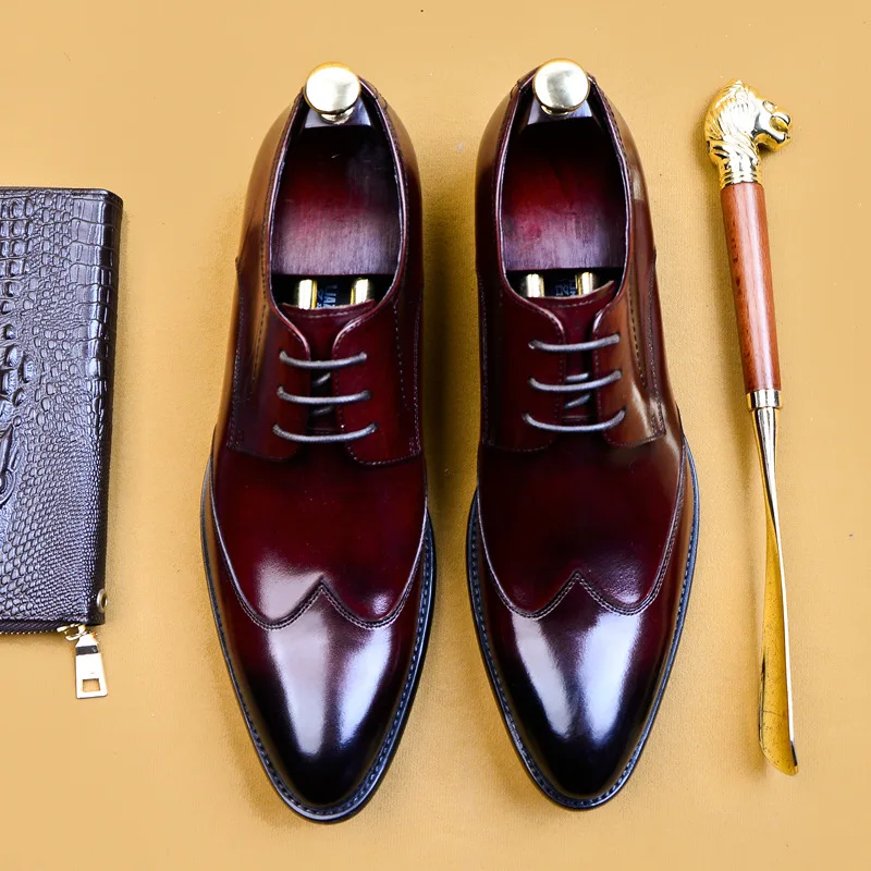 Men Oxford Dress Shoes Formal Business Lace-up Full Grain Leather Minimalist Shoes for Men