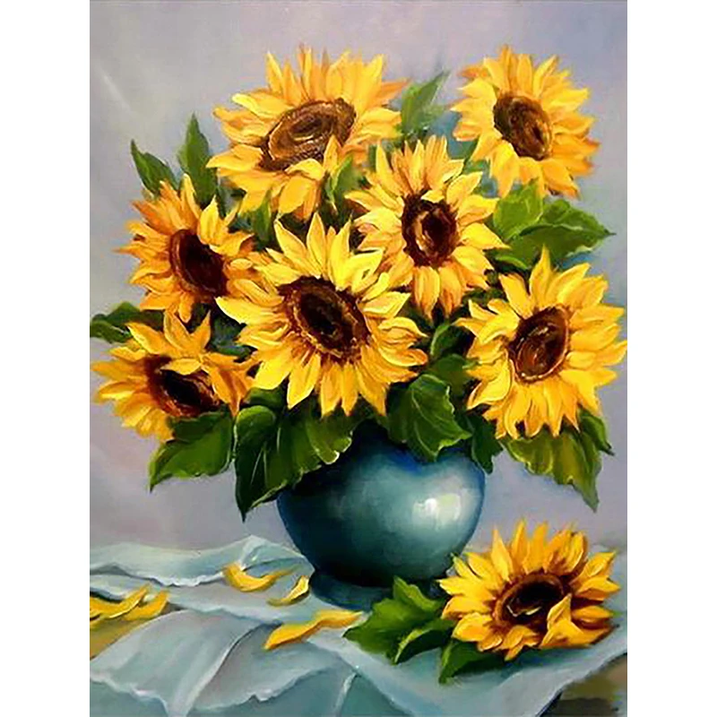 Full Square/Round Diamond Embroidery Sunflowers Flowers 5D Diamond Painting Cross stitch Rhinestone Mosaic Home Decor Gift 