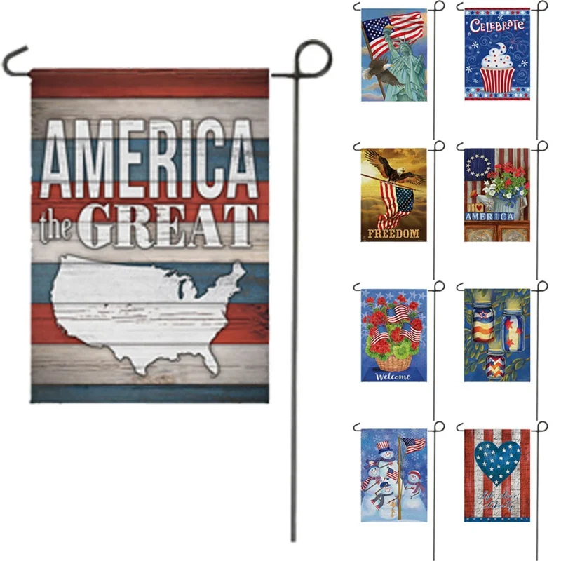 

Double-sided Courtyard Garden Flag Indoor Outdoor Home Decor Printing Flag New Fashion American Flag Independent Linen 32*47cm