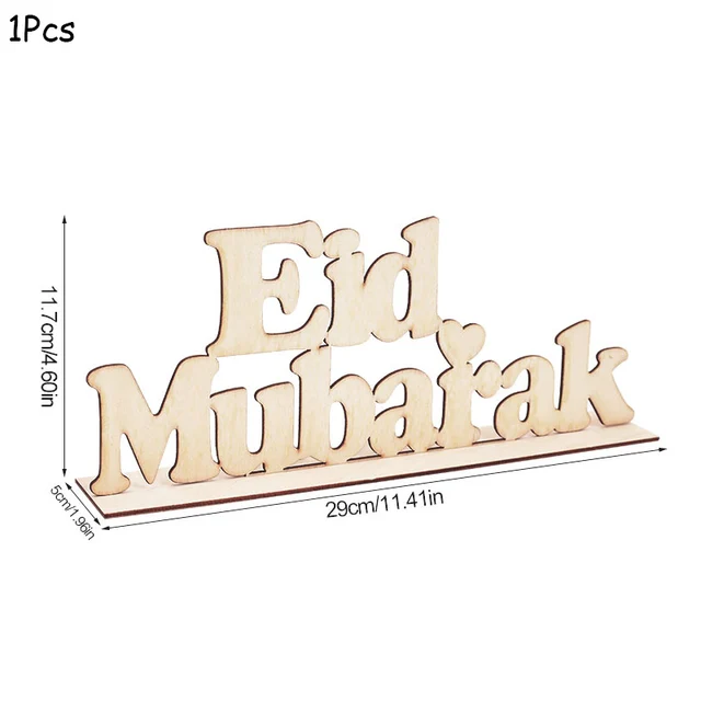 EID Mubarak Wooden Pendant with LED Candles Light Ramadan Decorations For Home Islamic Muslim Party Eid Decor Kareem Ramadan Style18
