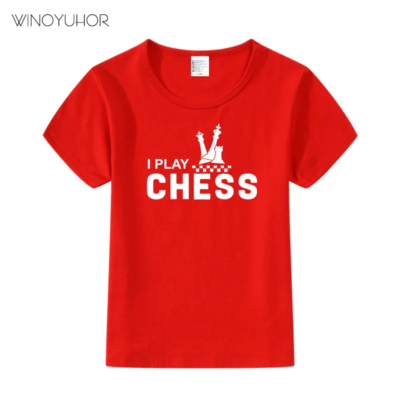 I Play Chess Game T-shirt Baby Boy Girl Summer Casual Short Sleeve O-neck Tee Shirt Love Chess Custom Print Clothes red t shirt childrens	