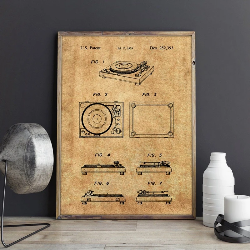 Turntable-Patent-Prints-DJ-Vinyl-Turntable-Poster-Room-Music-Wall-Decor-Vintage-Blueprint-Canvas-Painting-Musician (2)