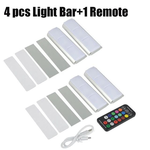Wireless RGB LED Car Interior Floor Decorative Atmosphere Lamp Ambient Light Accessories USB Charging Portable Remote Control 4Pcs and 1 Remote
