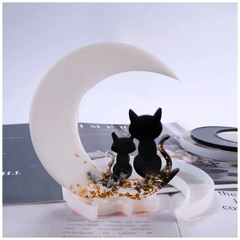 

Fashion Silicone Resin Mold For Jewelry Making Half Moon Cat White Creative Ornaments Molds Accessories Charms Findings 1 Piece