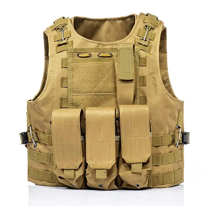 Khaki Военный Тактический Жилет Molle Airsoft, Пейнтбольный боевой тренировочный жилет, мягкий жилет для стрельбы, охоты, Открытый Жилет Molle, полицейский жилет - Цвет: Khaki