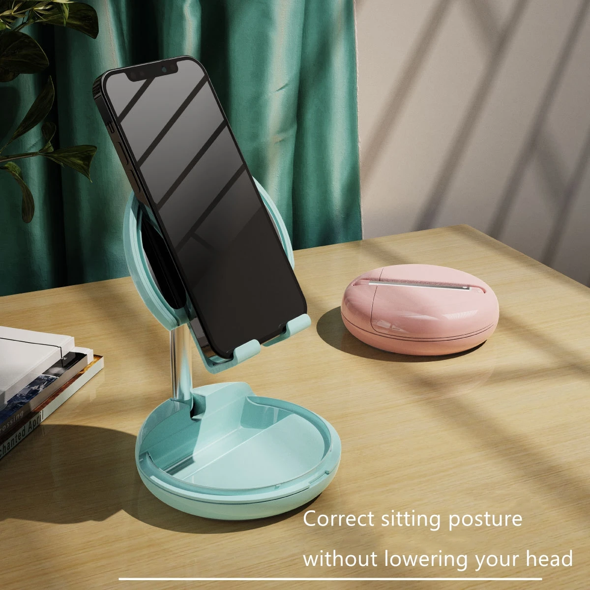 Foldable Phone Holders for iPhone Xiaomi Samsung Huawei Mobile Support Telephone with Makeup Mirror Tablet Desk Stand Socket