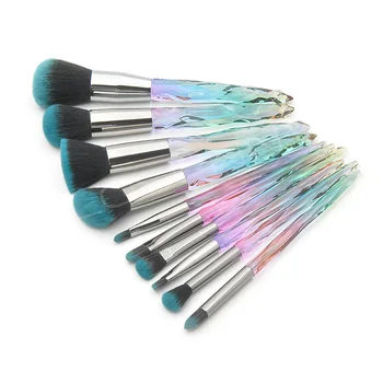 

10pcs Portable Practical Blush Accessories Crystal Handle Makeup Brush Set Reusable Girl Easy Clean Synthetic Fiber Eye Shadow