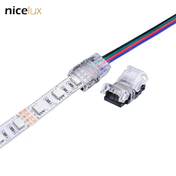 

10PCS LED Strip Connector 4 pin Non- Waterproof 10mm Tape Light Connector for 10mm 5050 IP20 LED RGB Strip Light to Wire Cable