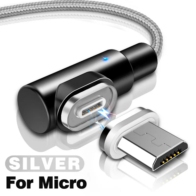 Sliver For Micro Магнитный кабель 2.5A Быстрая зарядка для IPhone XS X XR 7 Micro USB быстрое зарядное устройство Тип C магнит Android шнур телефонный кабель для samsung - Цвет: Sliver For Micro