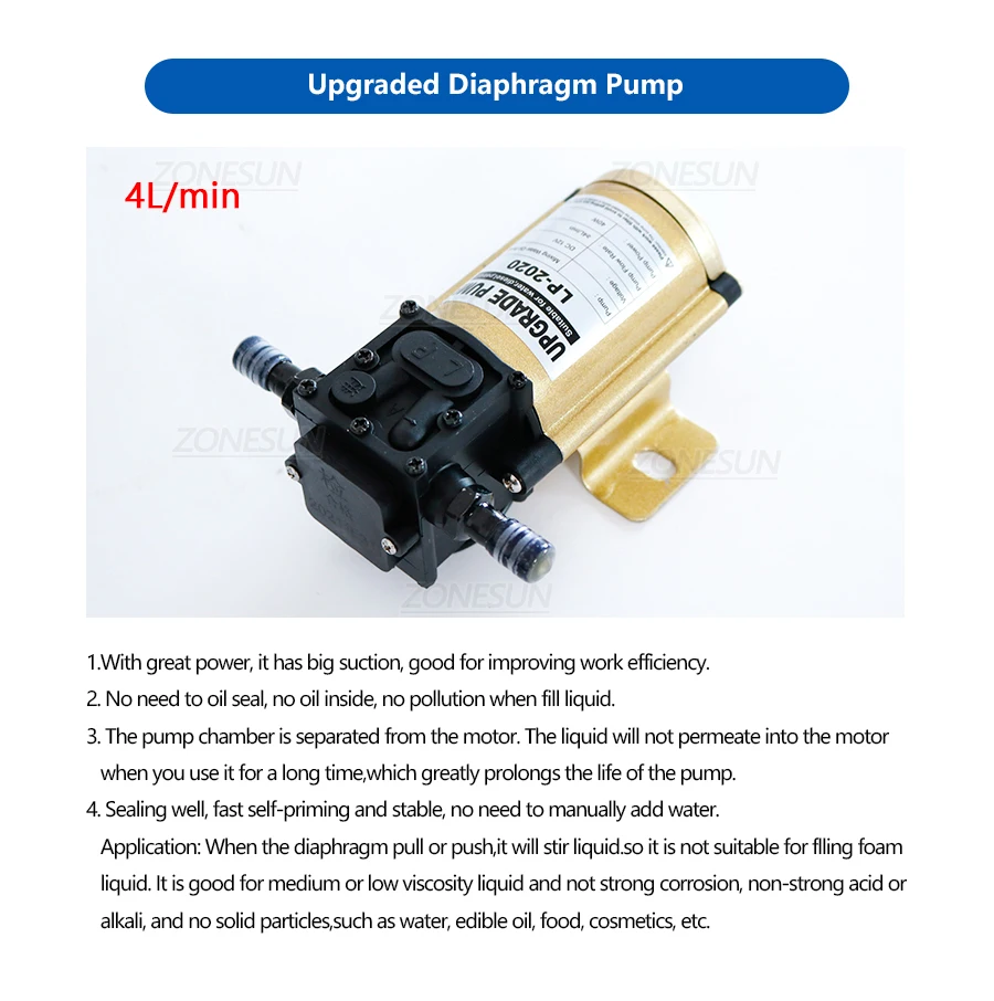 ZONESUN ZS-DPYT6P Semi Automatic 6 Nozzles Diaphragm Pump Liquid Filling Machine