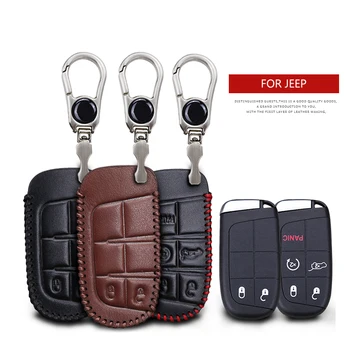 

Real Leather Car Key Case Cover for Jeep Renegade Compass Grand Cherokee Wk2 Liberty Wrangler Patriot Keyring Chain Accessories