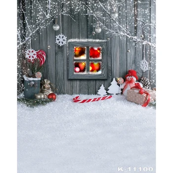 

Christmas Backdrop Wood Board Winter Tree Snow Branch Snowman window Photography Background For Photo Studio Vinyl Photophone
