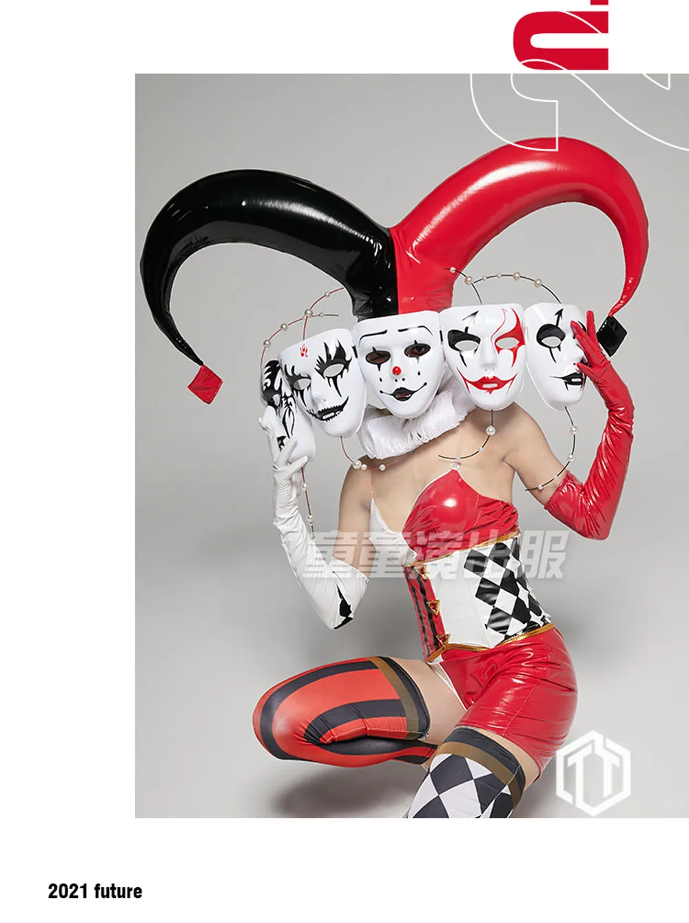 

Sexy women nightclub Dance wear Multi-faceted clown gogo costume female contrast suit ds outfit
