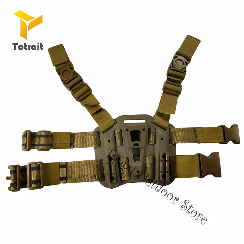 Tan TOtrait CQC Tactical Drop Leg Thigh Platform Pistol Airsoft Military Hunting Gun Case Fit Glock/1911/M9/P226/Sig/USP Leg Holster - Color: Tan