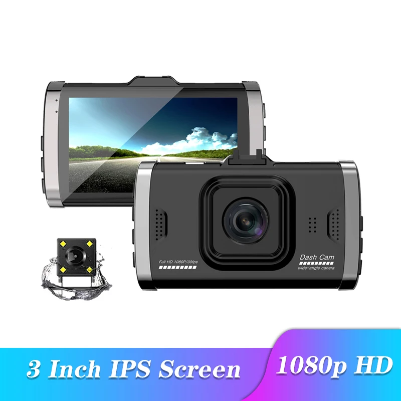 HD Автомобильная камера заднего вида с двойным объективом DVR Dash Cam recorder зеркальная камера заднего вида видео USB мониторинг парковочное устройство для записи Изображений