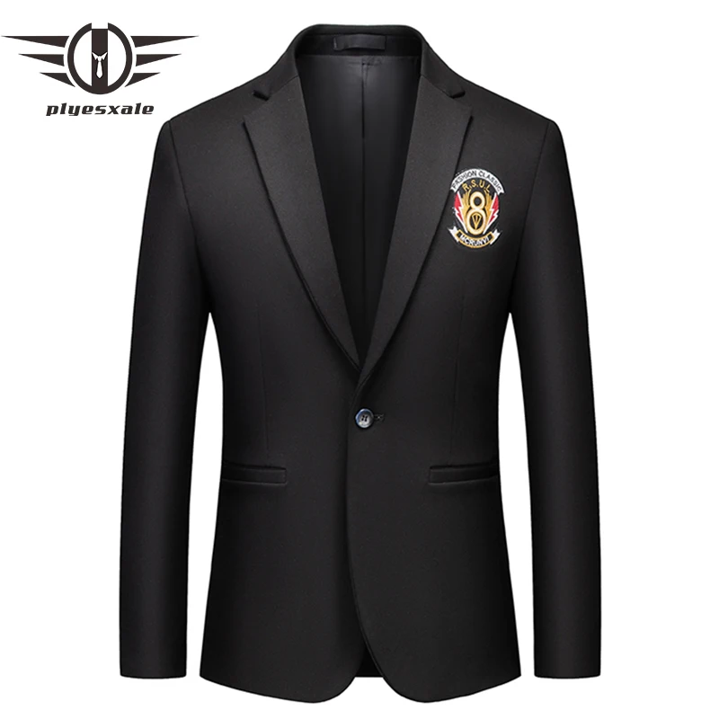 

Plyesxale New Design Gentleman Blazers Jacket High Quality Casual Blazer For Men Stylish Wedding Motor Biker Party Blazer Q1511