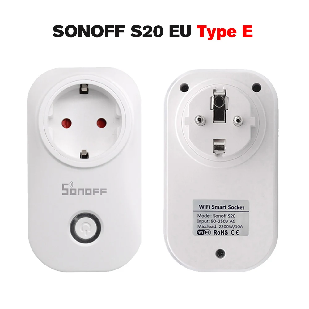 2 шт./лот SONOFF Baisc SV беспроводной Wifi переключатель Sonoff S26 S20 WiFi умная розетка модуль Sonoff dr Din Rail лоток DW1 433 МГц датчик - Комплект: S20 EU-E