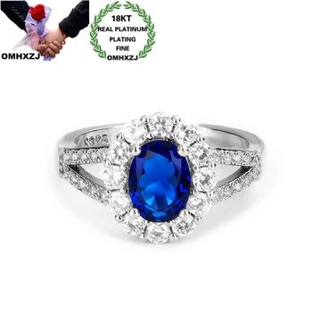 

OMHXZJ Wholesale RR1296 European Fashion Fine Woman Girl Party Birthday Wedding Gift Shiny Oval AAA Zircon 18KT White Gold Ring