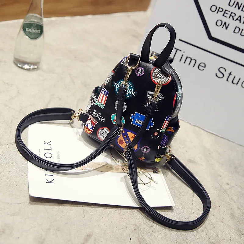 Корейский стиль, популярный стиль, геометрический узор, pu кожа, напечатанная сумка, простая Мода, популярный женский рюкзак