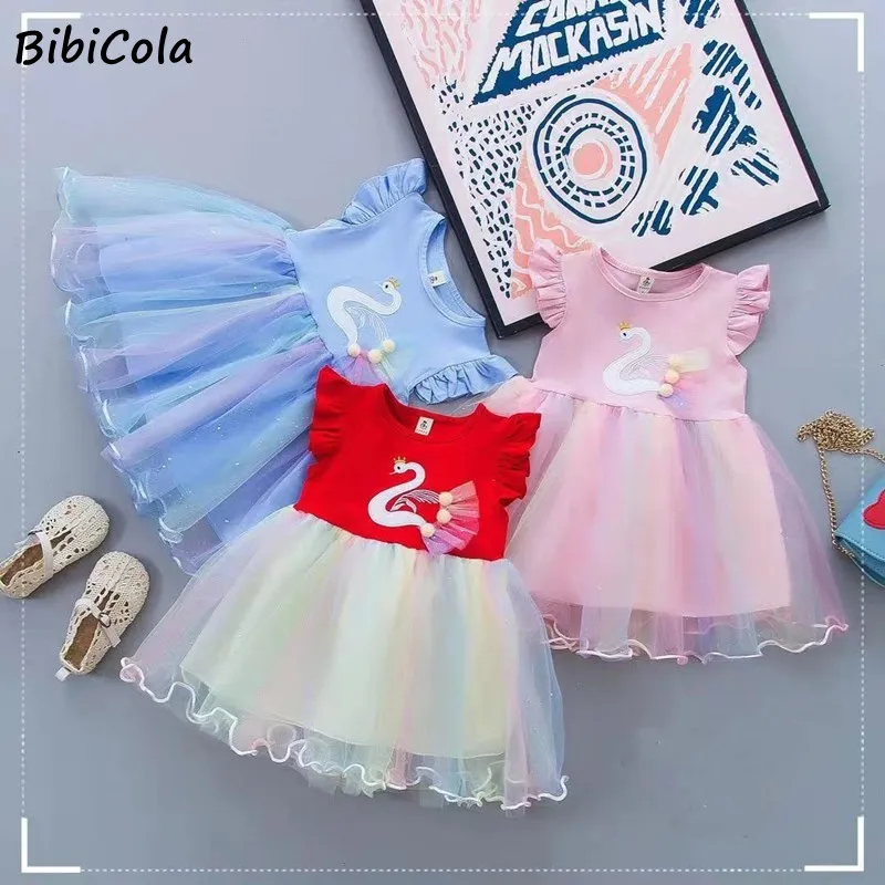 BibiCola /Летняя одежда Платье для девочек детские платья кружевное платье с