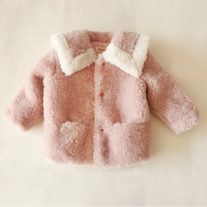 Новинка года, Детская куртка зимняя верхняя одежда и пальто для малышей Детское пальто с мехом для девочек детская модная куртка с искусственным мехом пальто с мехом От 2 до 8 лет - Цвет: Lotus цвет