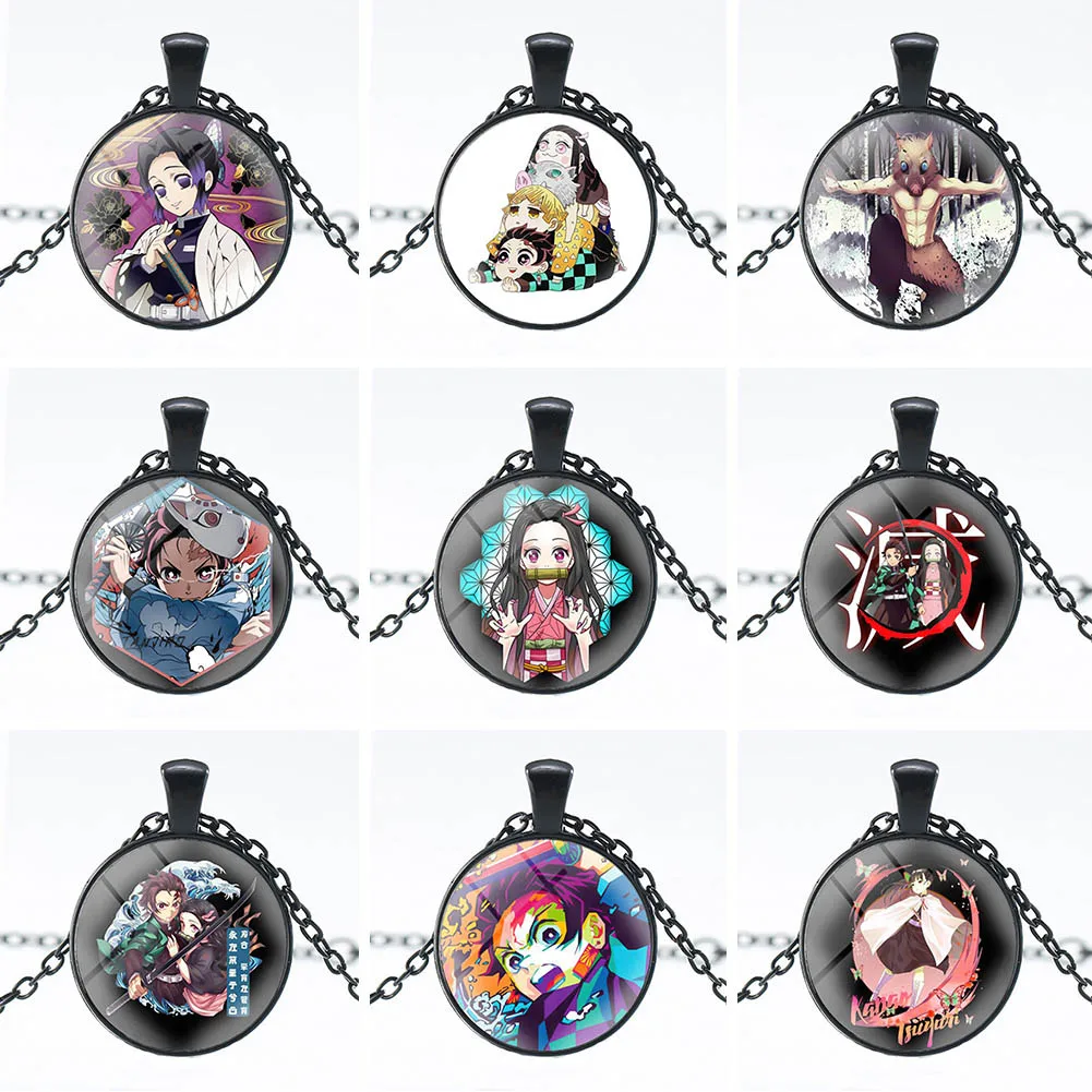 Demon Slayer: Kimetsu No Yaiba Tanjiro Kamado Nezuko Kamado Alloy Pendant Necklace Jewelry Cosplay Anime Gifts