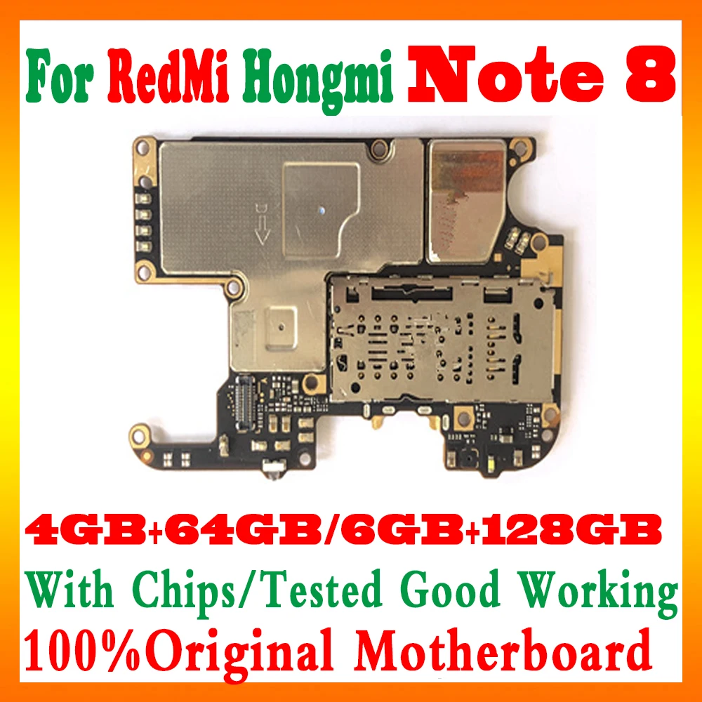 100% оригинальная разблокированная материнская плата для Xiaomi Redmi Hongmi Note 8 64 Гб/128 ГБ