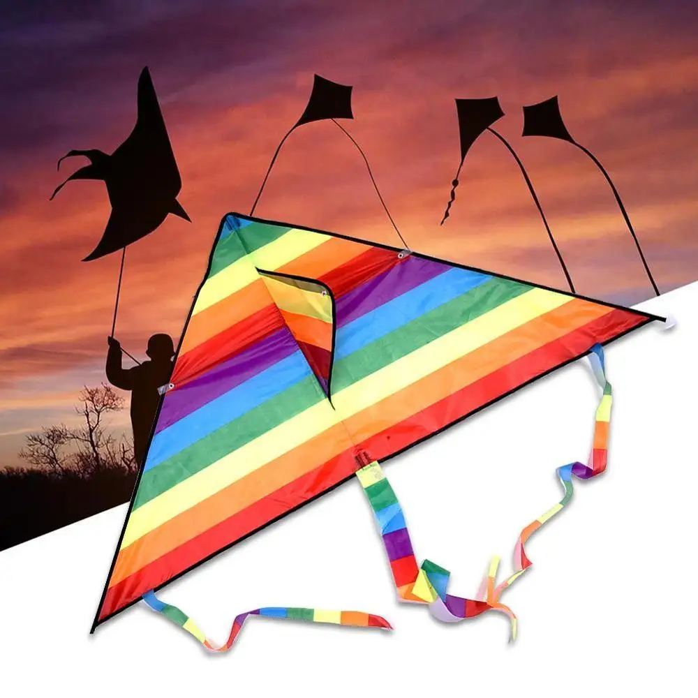 

Colorful Rainbow Kite Kites Long Tail Polyester Outdoor Flying Toys For Children Kids Stunt Kite Surfing With Line