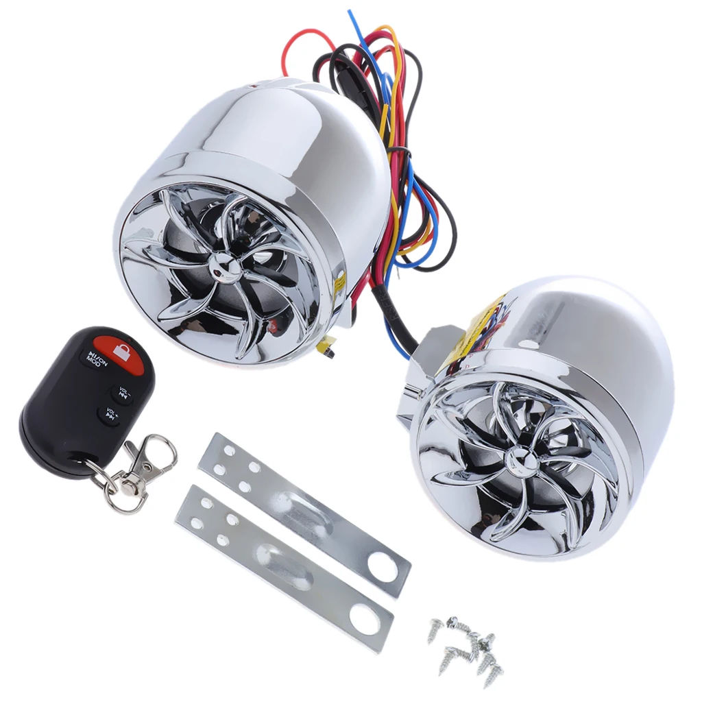 Motorcycle Alarm Audio Sound System Stereo Speakers,Radio/MP3 Music Player,Remote Control Alarm Speaker