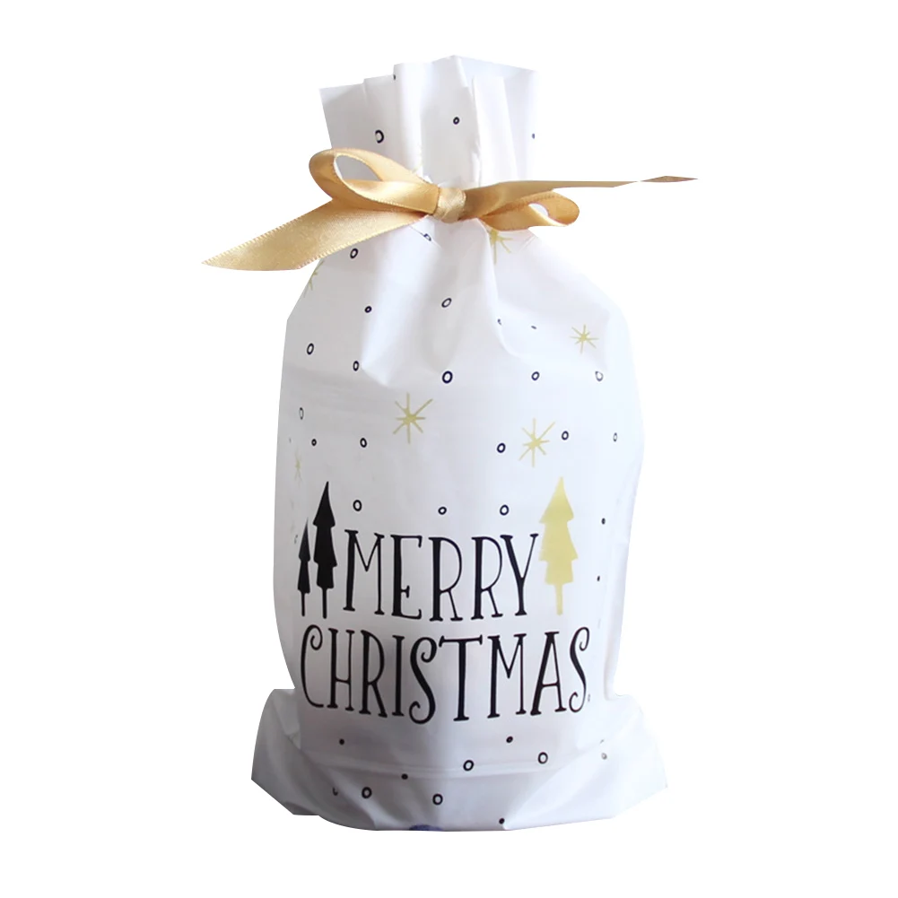 

50PCS Packing Ribbon Party Candy Drawstring Bag Printed Home Gift Organizer Decorative Cute Storage Pocket Christmas