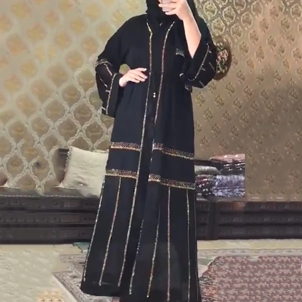 Md Black Abaya Dubai Turkey Muslim Hijab Dress 2020 Caftan Marocain Arabe Islamic Clothing Kimono Femme Musulmane Djellaba S9017 Islamic Clothing Aliexpress