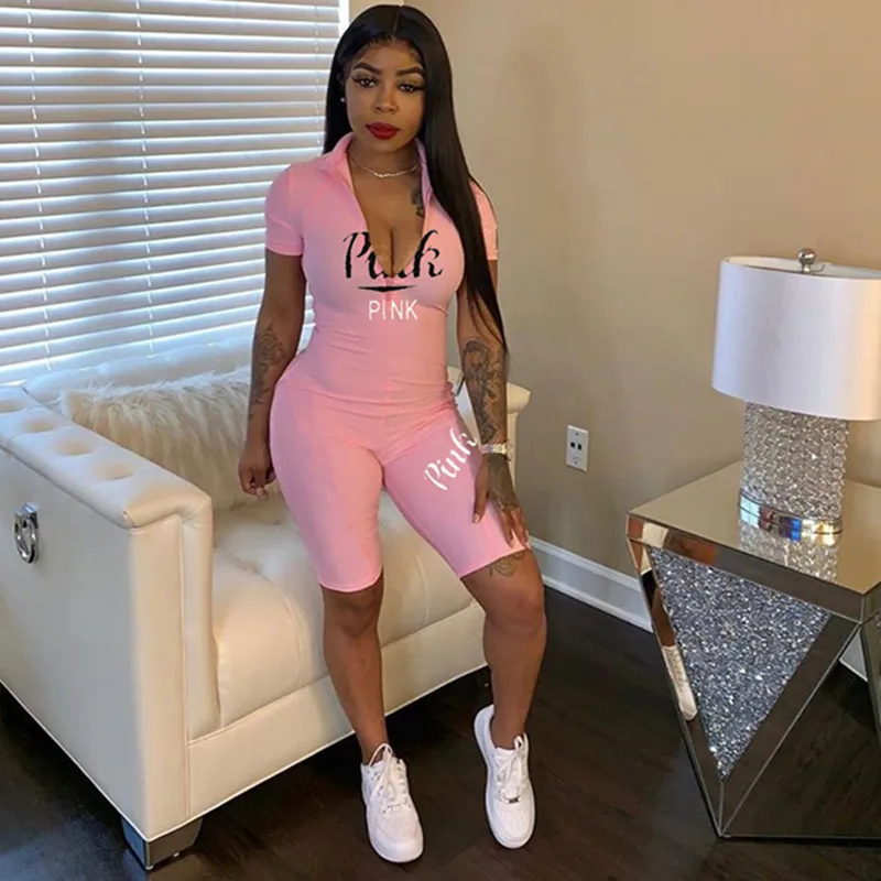 Rompers Womens Jumpsuit Women Clothes Pink Letter Print Sexy Bodysuit Women Rompers Biker Shorts Playsuit Overall Ropa Mujer Rompers Womens Jumpsuit Women Clothes Pink Letter Print Sexy Bodysuit Women Rompers Biker Shorts Playsuit Overall Ropa Mujer